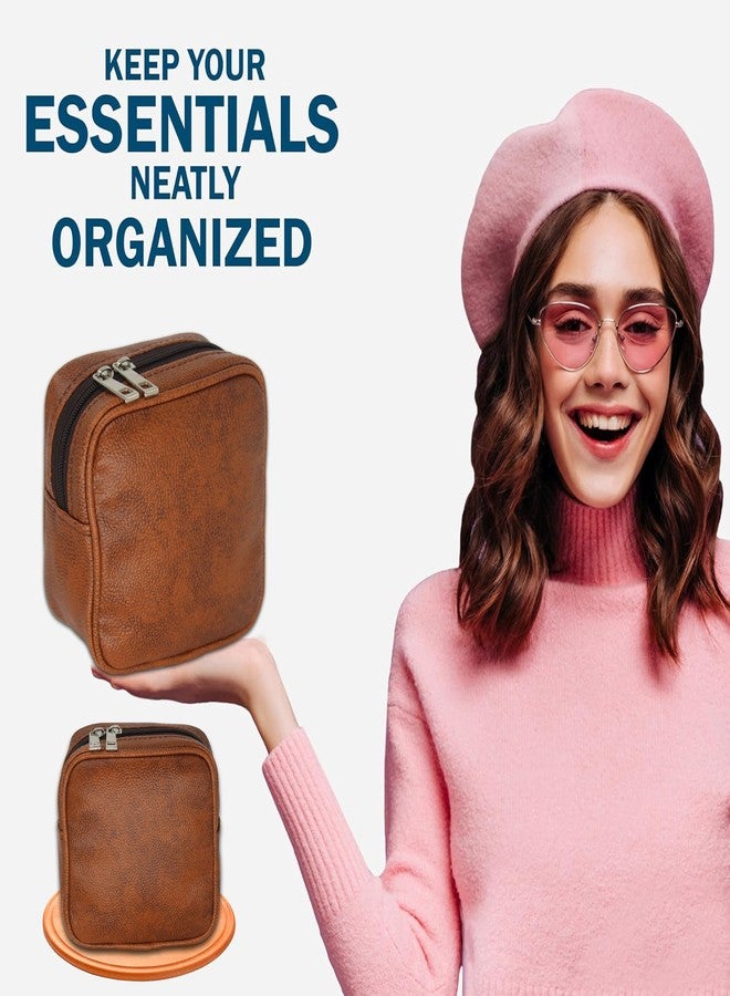 Luces Makeup Lipstick Pouch for Women Mini Travel Purse Bag Small Travelling Jewellery Keychain Ring Earring Gift Coinpouch Pouch Pack of 1 (Tan) - Image 2